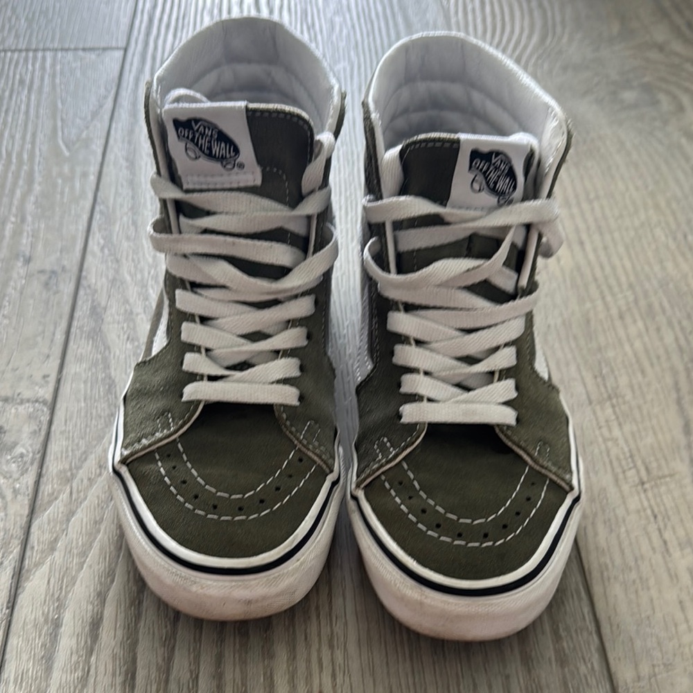 Vans Green and White Canvas Sneakers Classic Style